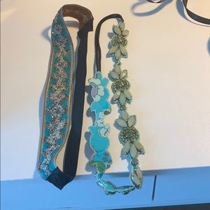 Two Headbands turquoise and green